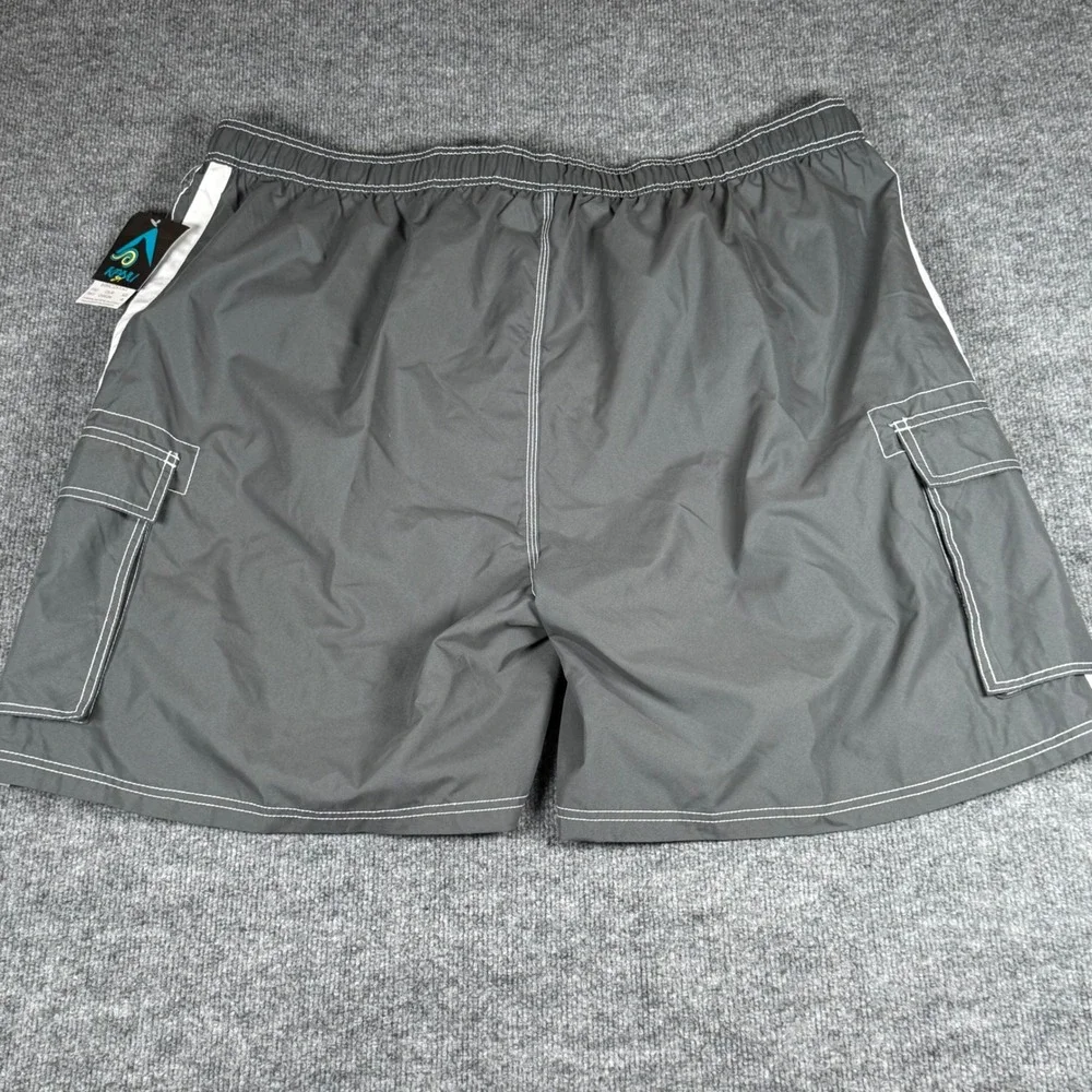Men's Quick Dry 4X Charcoal Gray Cargo Swim Trunks Board Shorts UPF 50+ Surf